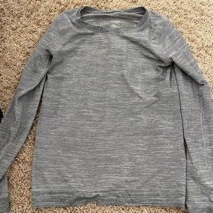 Lululemon long sleeve shirt, grey stripes, size 2